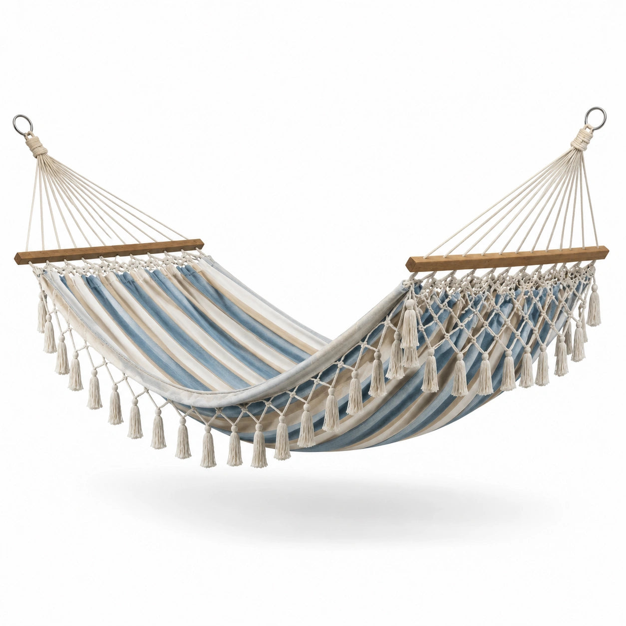 Amaca in Cotone e Poliestere con Frange Blu e Bianche