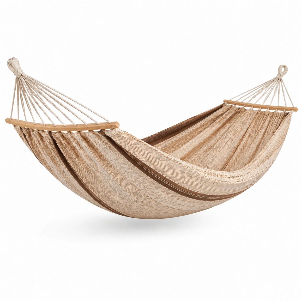 Amaca in Cotone con Barre in Legno 200x150 cm Beige