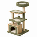 Graffiatoio per Gatti in Legno e Sisal Verde con Casetta