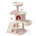 Tiragraffi per Gatti in Sisal e Peluche Rosa con Piattaforme Multiple