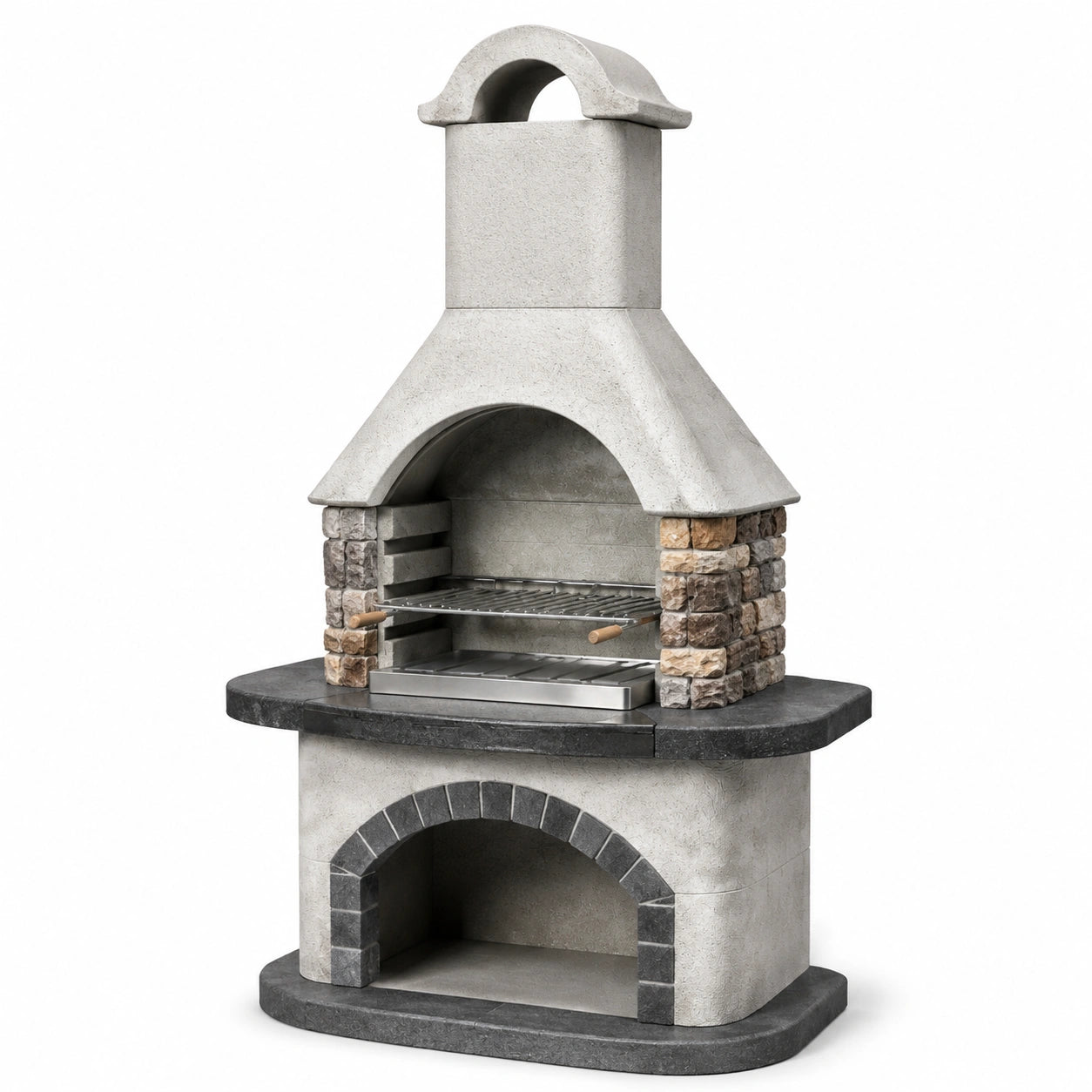 Barbecue in cemento e pietra naturale con acciaio inox