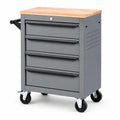 Carrello portautensili in metallo con piano in legno massello grigio 85x40x90 cm