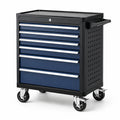 Carrello portautensili in acciaio blu e nero con 7 cassetti