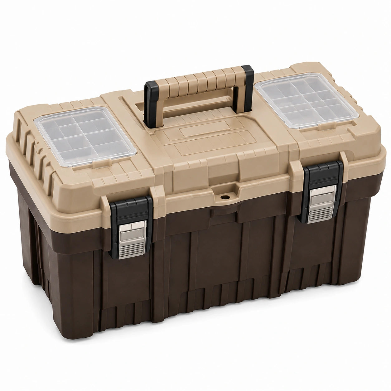 Cassetta degli attrezzi in plastica con compartimenti trasparenti 45x25x22 cm