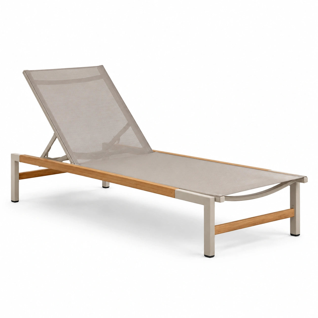 Lettino prendisole in legno e metallo regolabile beige