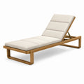 Lettino prendisole in legno teak con cuscino regolabile in poliestere beige