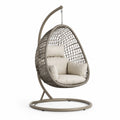 Sedia a dondolo sospesa in rattan sintetico beige con supporto in acciaio