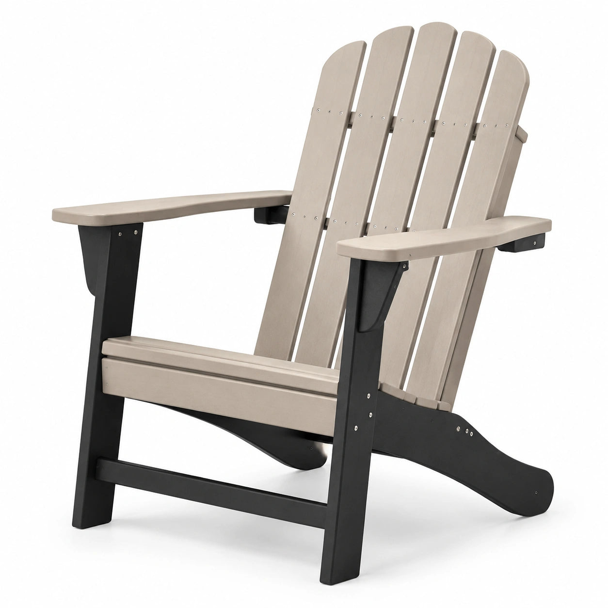 Sedia Adirondack in plastica grigio sabbia e nero 90x75x90 cm
