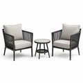 Set da giardino in metallo e tessuto con 2 sedie e tavolino
