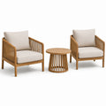 Set da giardino in legno di teak con 2 poltrone e tavolino rotondo