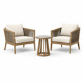 Set da giardino in legno di acacia e corda con cuscini in poliestere beige